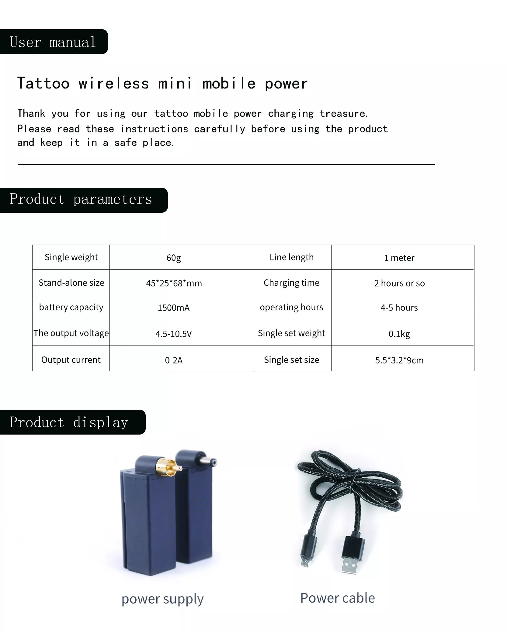 Wireless Tattoo Power Bank Portable Power Bank for Tattoo Machine