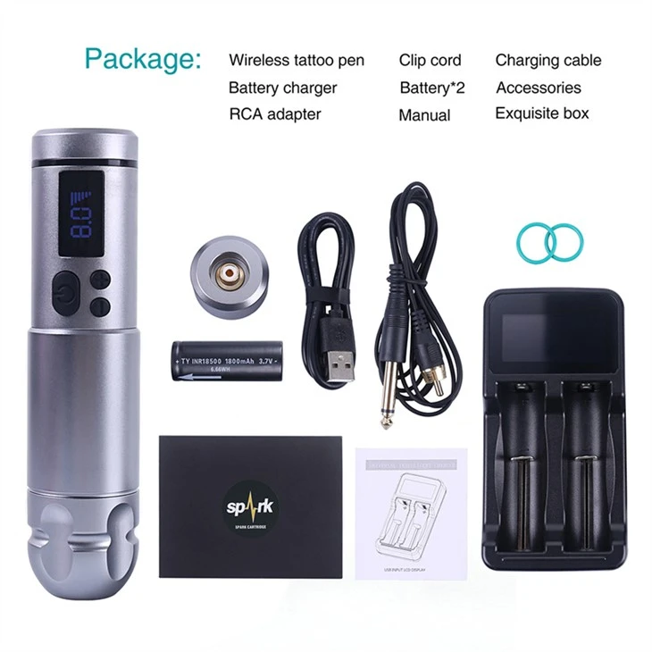 2 baterii Spark Tattoo Machine Wireless Professional Tattoo Supply