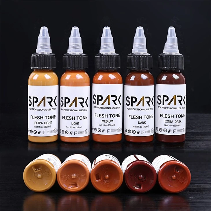 Seria de cerneală Spark Tattoo Ink Set de cerneală pentru tatuaje Vanta Black 8OZ 4OZ Super Black Ink Series Spark Tattoo Ink Set de cerneală pentru tatuaje profesional
