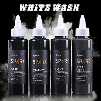 Set profesionist de 4oz organic luminos și lung - Cerneală de tatuaj cu scânteie albă Whitewash pentru machiaj permanent