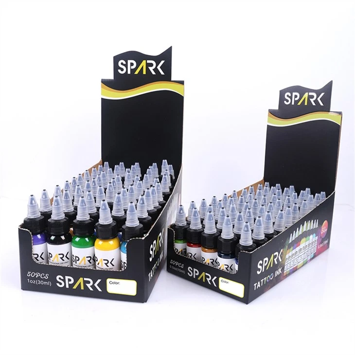 50 de seturi de culori Cerneală pentru tatuaje fără plumb Set de cerneală pentru tatuaje Spark Display profesional pentru cerneală pentru tatuaje
