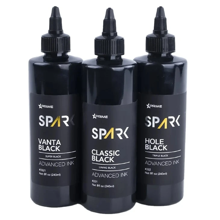 Cerneală pentru tatuaje, 8 oz Super Black Black Ink Series Vanta Black Spark Cerneală pentru tatuaje Set de cerneală pentru tatuaje